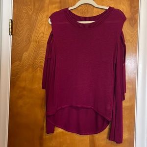 Magenta Cold Shoulder Sweater